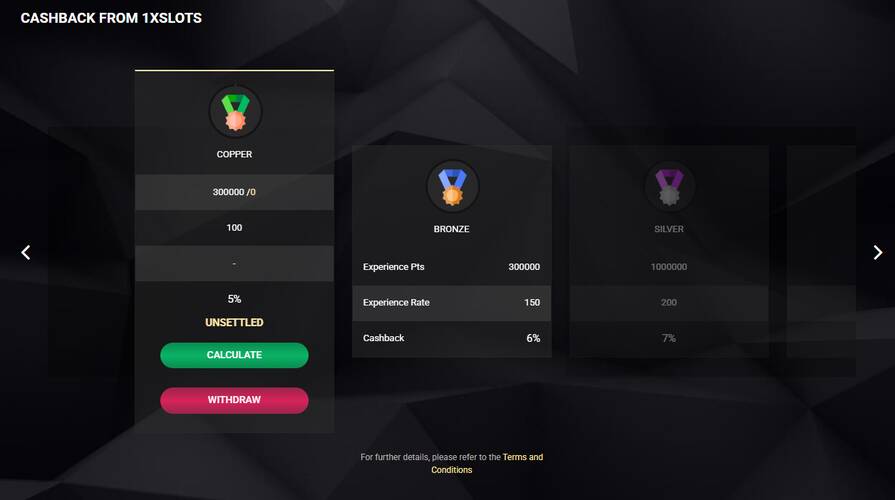 В 1xSlots действует программа лояльности