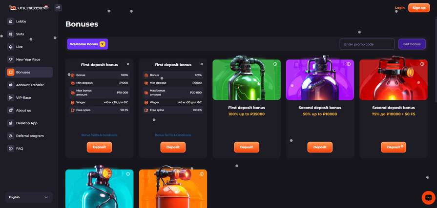 Онлайн казино Unlim бонусы