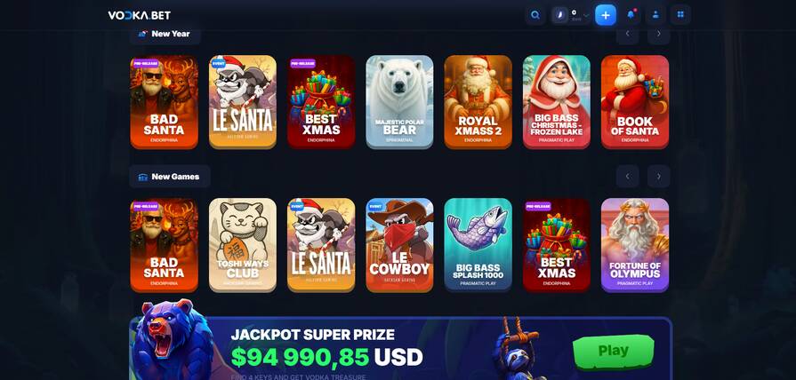 Азартные игры в казино Vodka