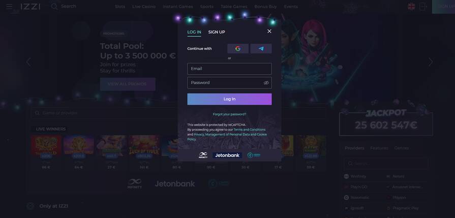Онлайн казино Izzi регистрация