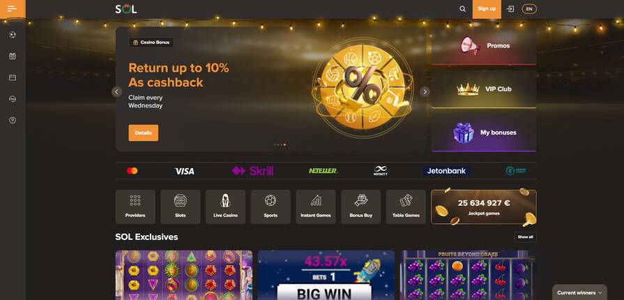 Онлайн казино Sol