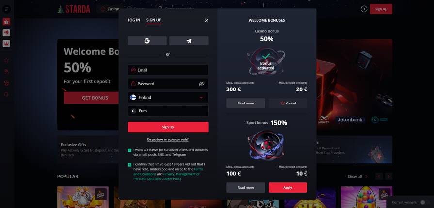 Онлайн казино Starda регистрация