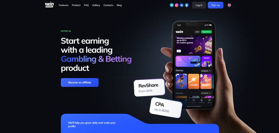 Онлайн казино 1win партнерка