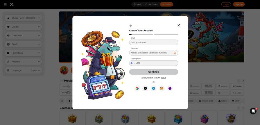 Онлайн казино Casino X регистрация