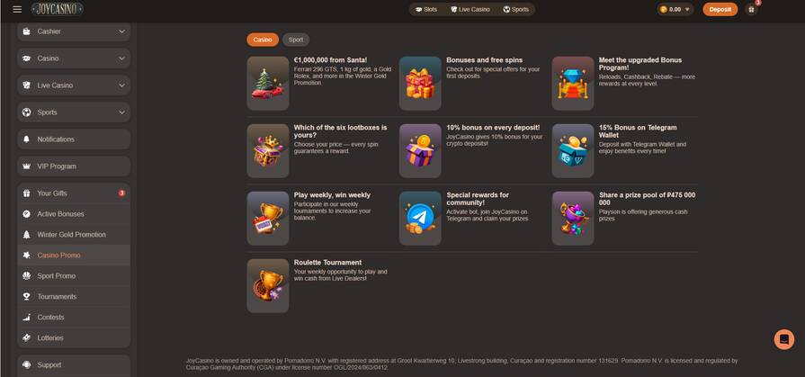 Онлайн казино Joycasino бонусы