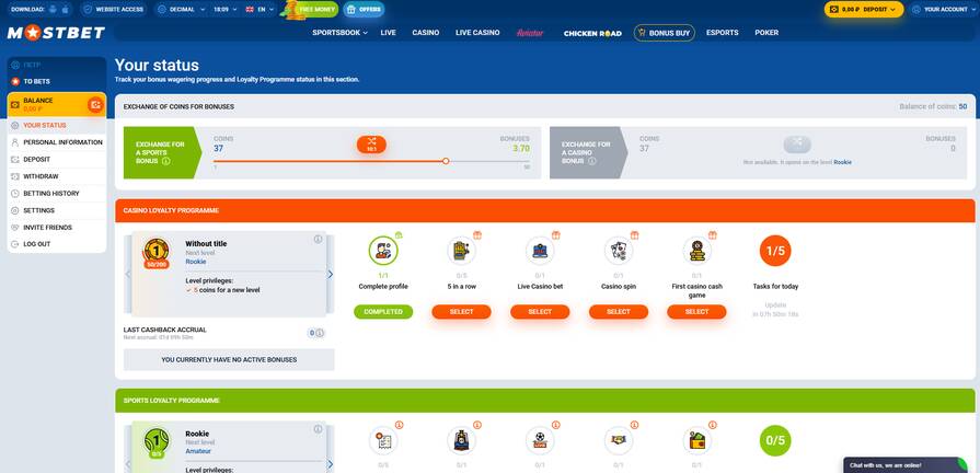 Онлайн казино Mostbet программа лояльности