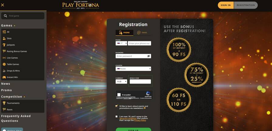 Play Fortuna регистрация