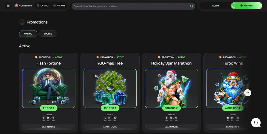 Онлайн казино Flagman бонусы