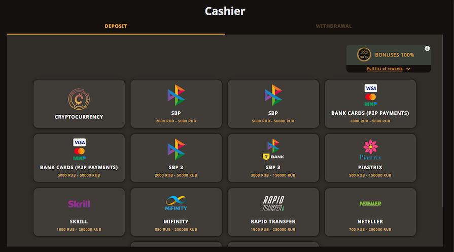 Платежи в казино Play Fortuna