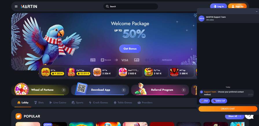 Martin поддержка