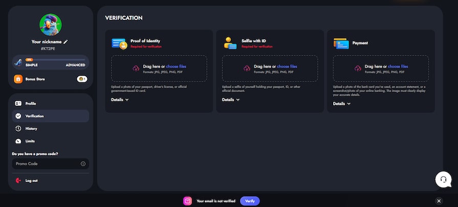 Подтверждение платежных методов