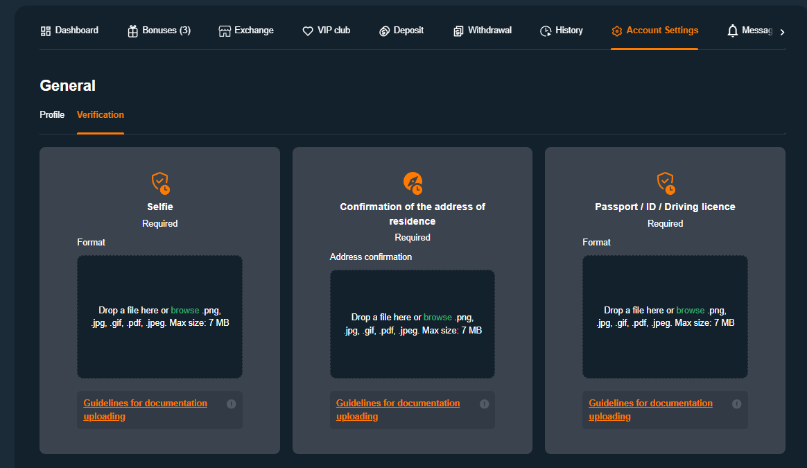 Верификация в казино Gama