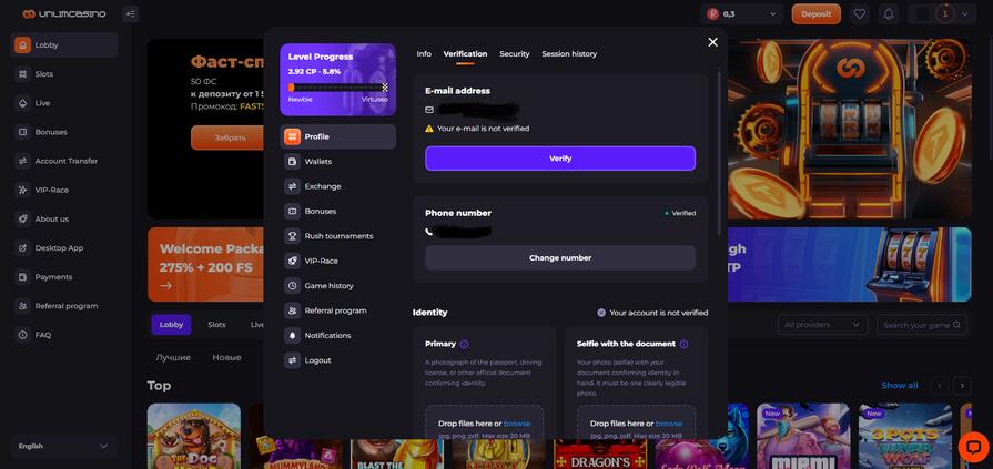 Verification casino Unlim