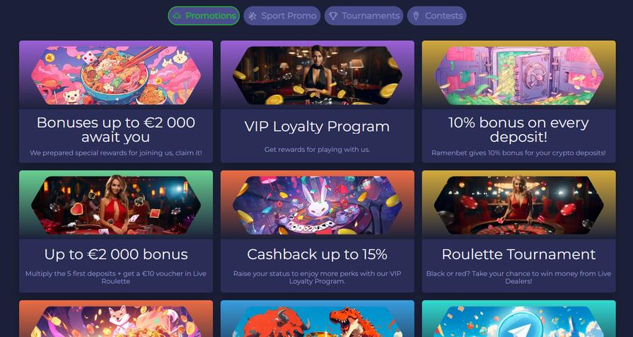 Ramenbet Бонусы
