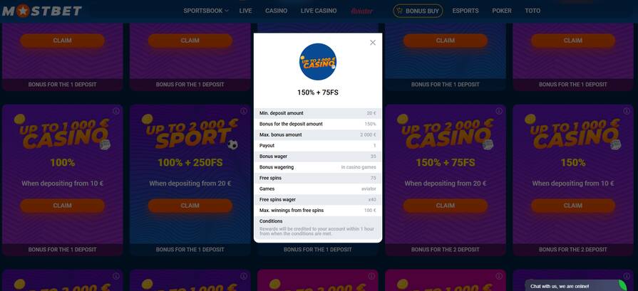 Mostbet Бонус за второй депозит