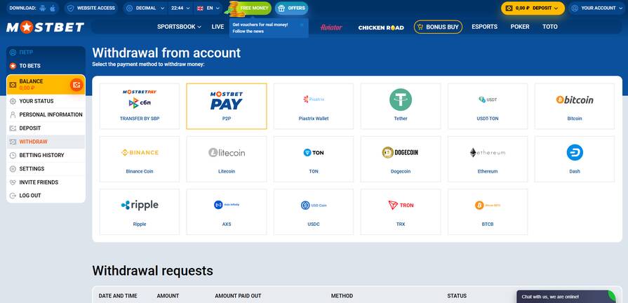 Mostbet платежные системы