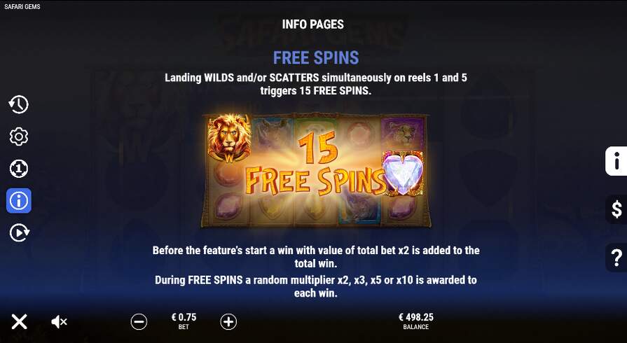 Safari Gems бонусы