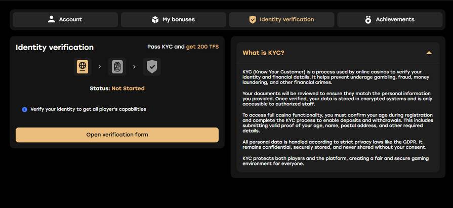 Верификация в казино Fairspin