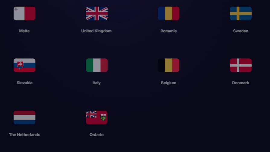 Провайдер представлен на регулируемых рынках следующих юрисдикций: Мальта, Великобритания, Румыния, Швеция, Словакия, Италия, Бельгия, Дания, Нидерланды, Онтарио