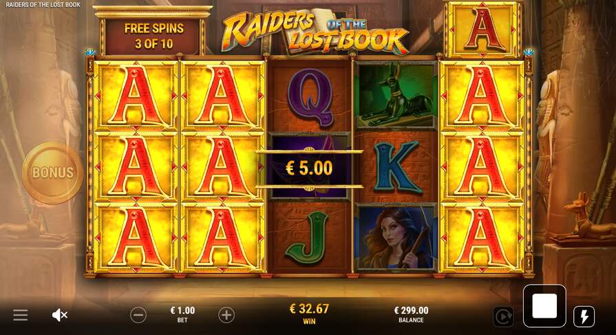 Бонус в Raiders of the Lost Book